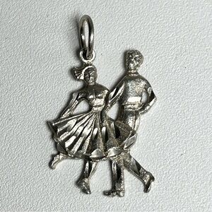 Sterling silver 925 Dancing Couple Charm Pendant Dancer vintage
